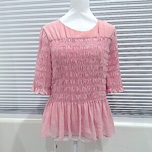 Jason Wu Collective Smocked Chiffon Top NWT